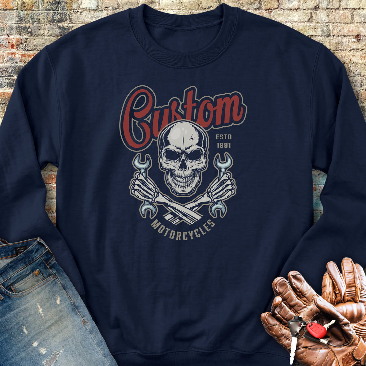 Custom Motorcycles Sweatshirt - Navy
