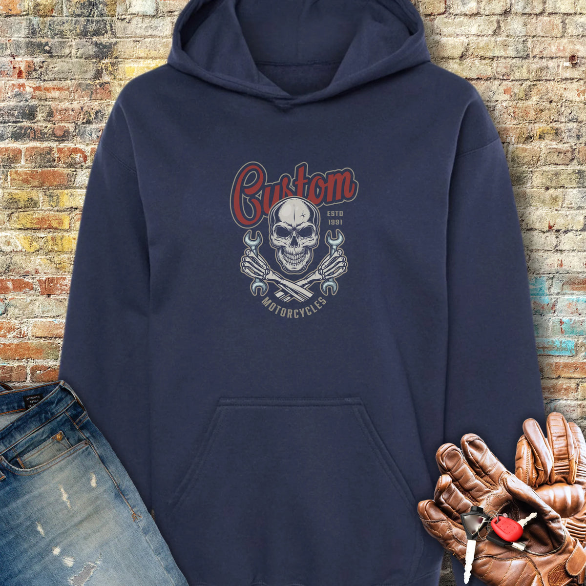 Custom Motorcycles Hoodie - Navy