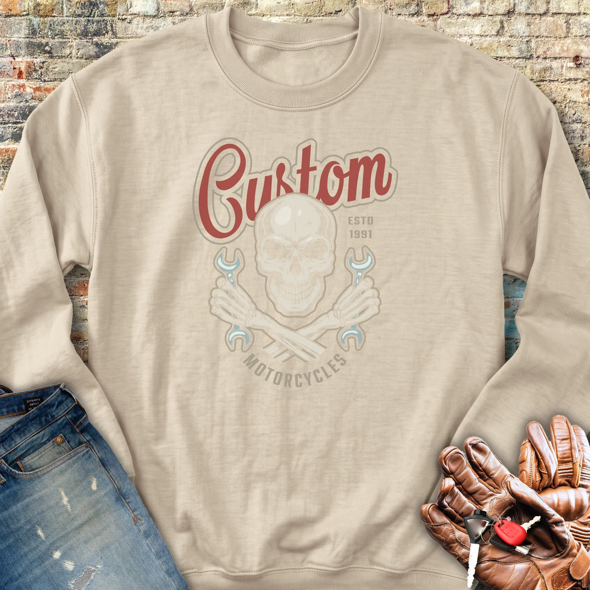 Custom Motorcycles Sweatshirt - Sand