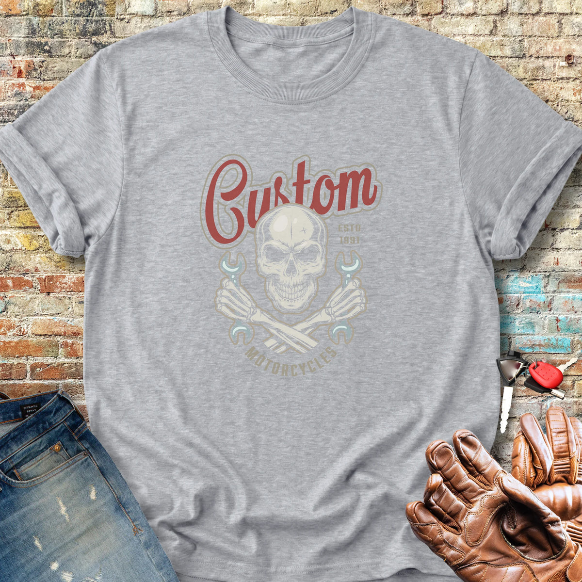 Custom Motorcycles Classic T-Shirt - Sport Grey