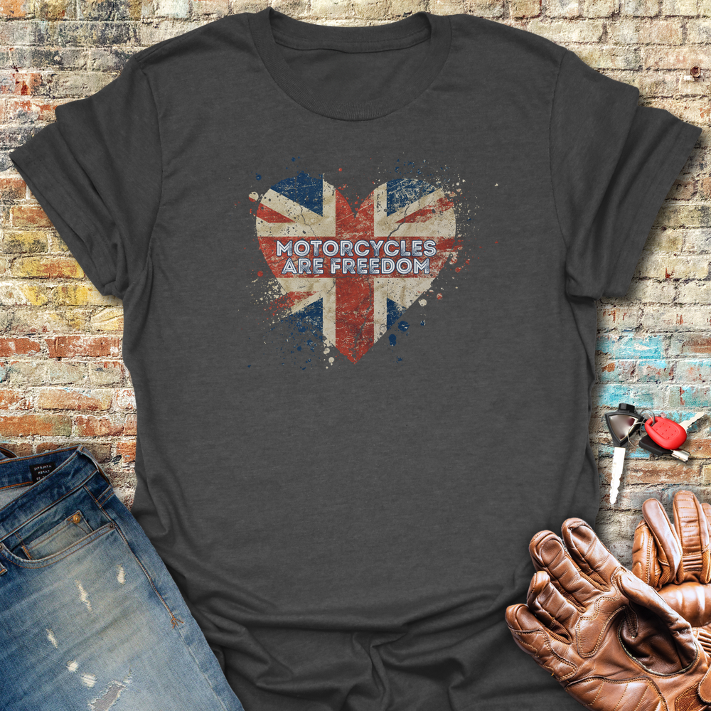 Motorcycles Are Freedom Uk T-Shirt - Dark Heather