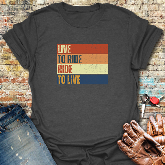 Live To Ride Block T-Shirt - Dark Heather