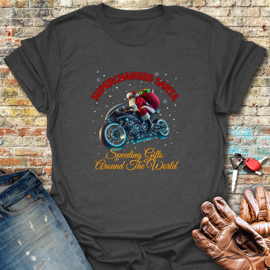Supercharged Santa T-Shirt - Dark Heather