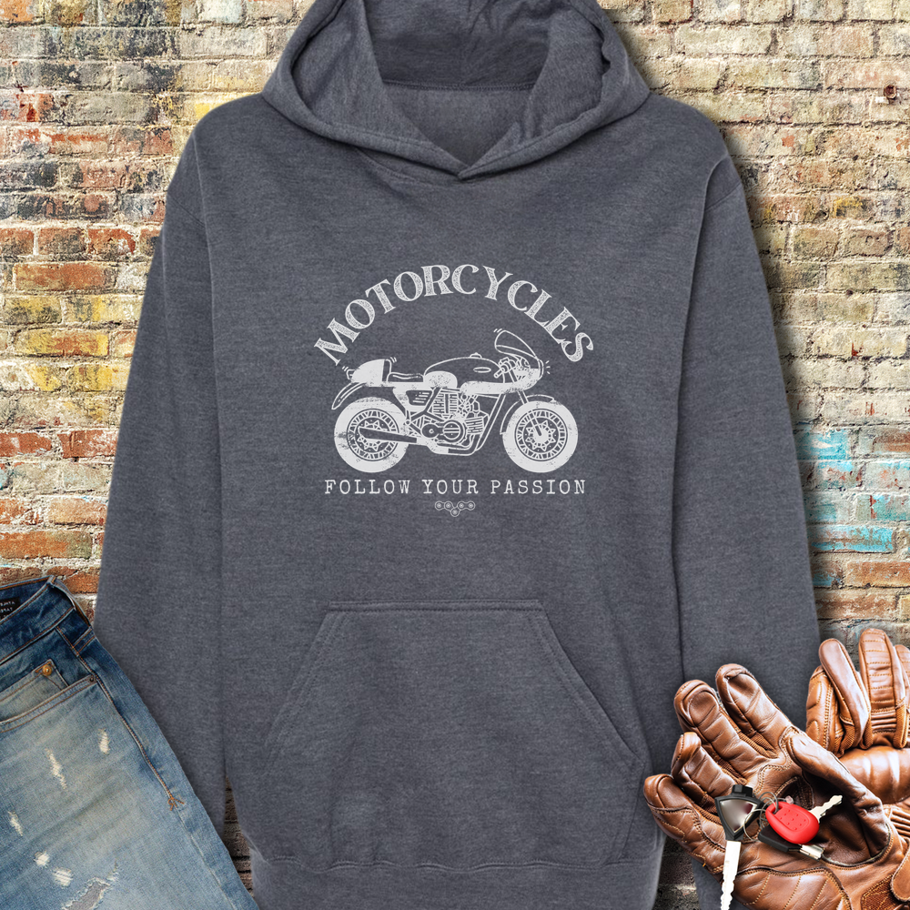 Follow Your Passion Classic Dark Hoodie - Dark Heather