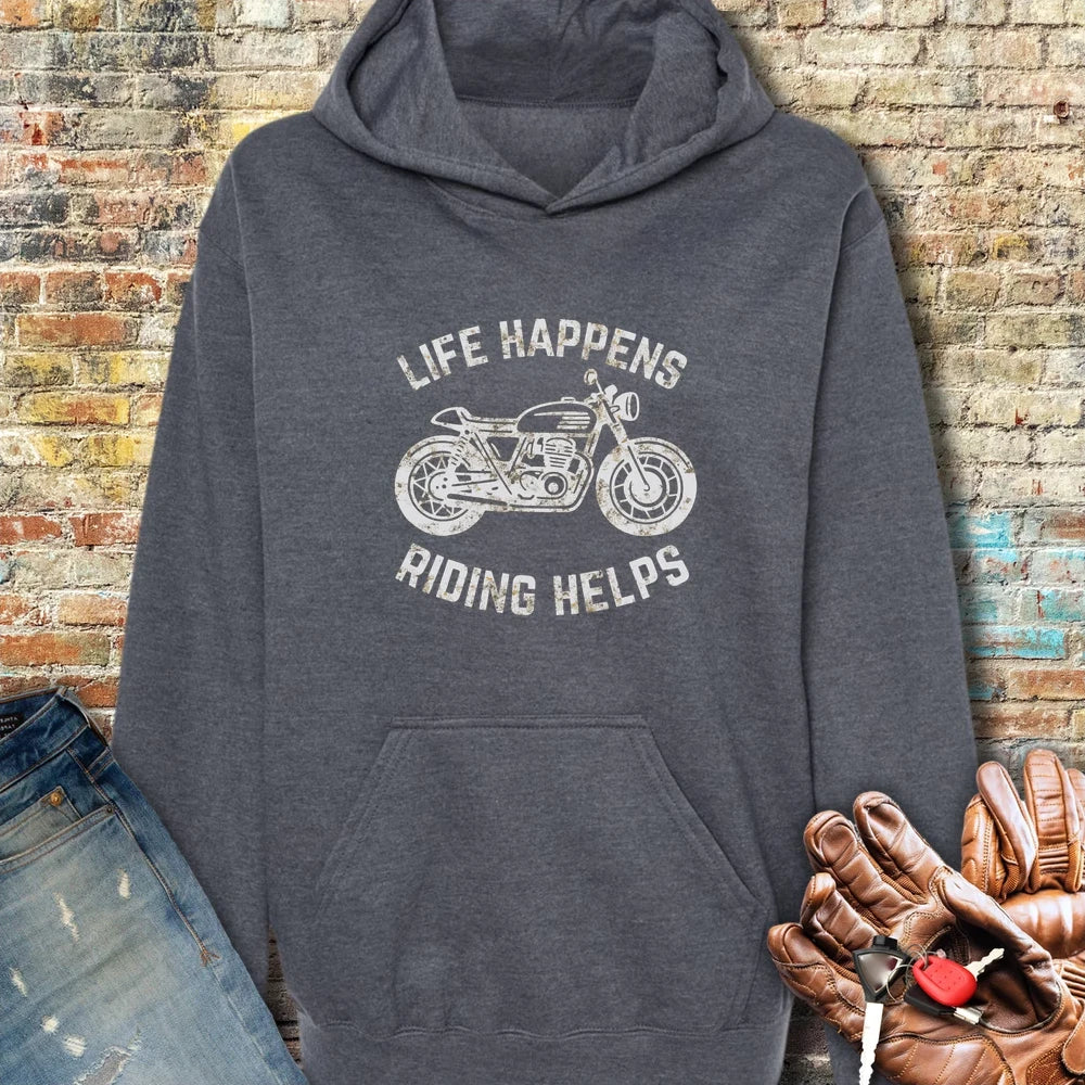 Life Happens Hoodie - Dark Heather