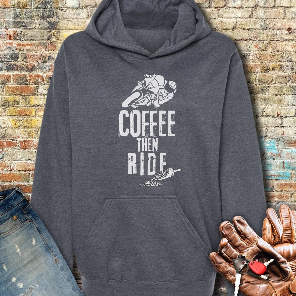 Coffee Then Ride (Race) Hoodie - Dark Heather