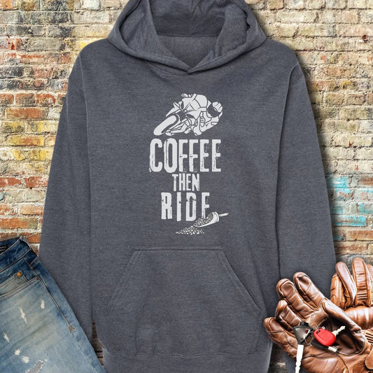 Coffee Then Ride (Race) Hoodie - Dark Heather