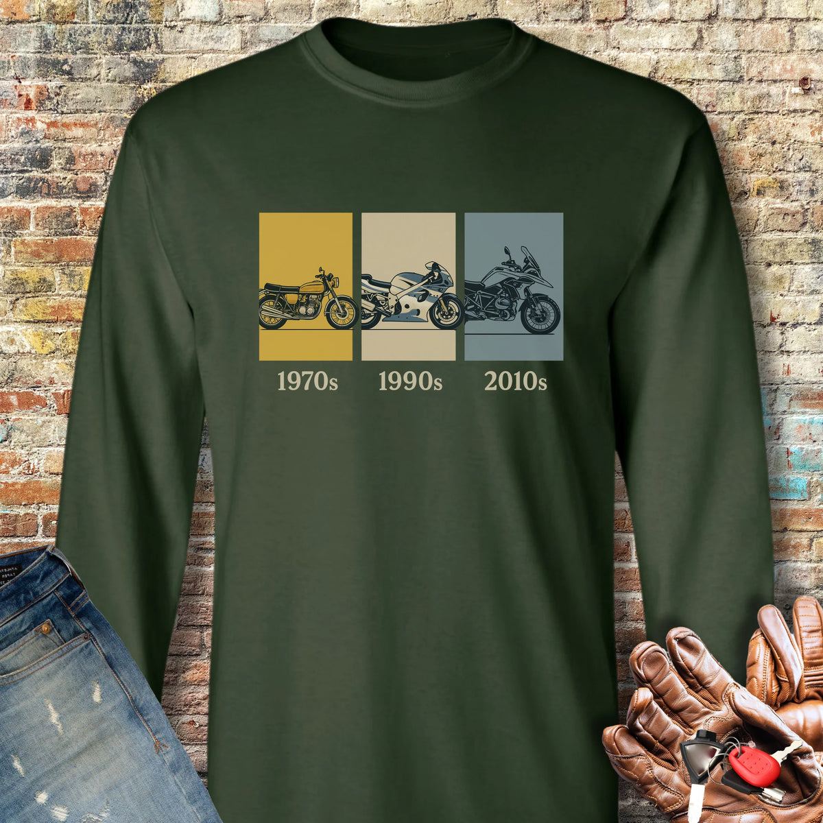 Decades Long Sleeve T-Shirt - Forest Green