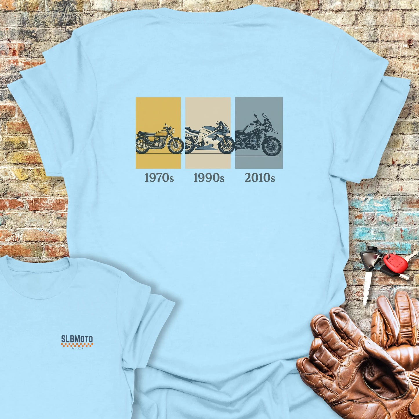 Decades Back Print T-Shirt - Light Blue