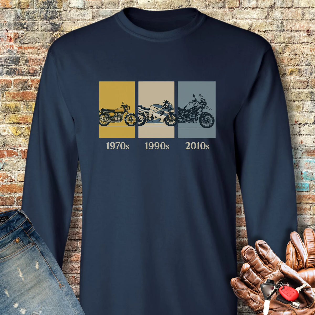 Decades Long Sleeve T-Shirt - Navy