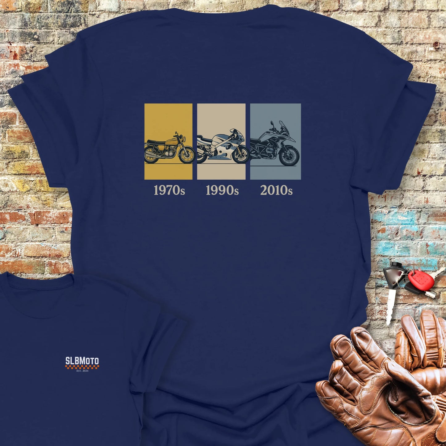 Decades Back Print T-Shirt - Navy
