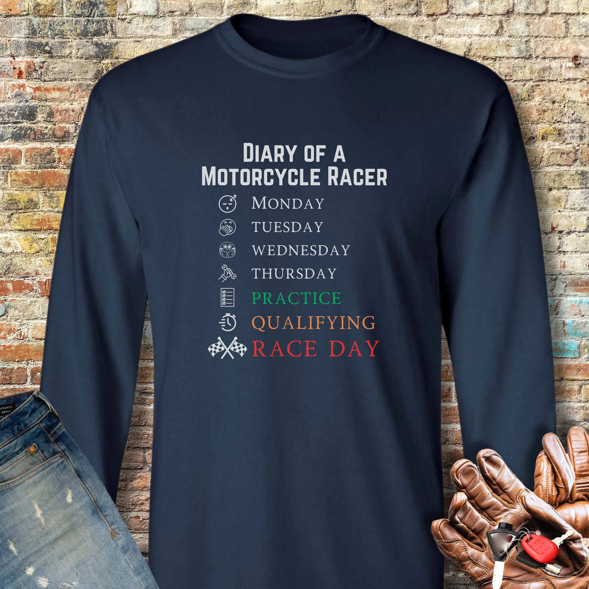 Diary Long Sleeve T-Shirt - Navy