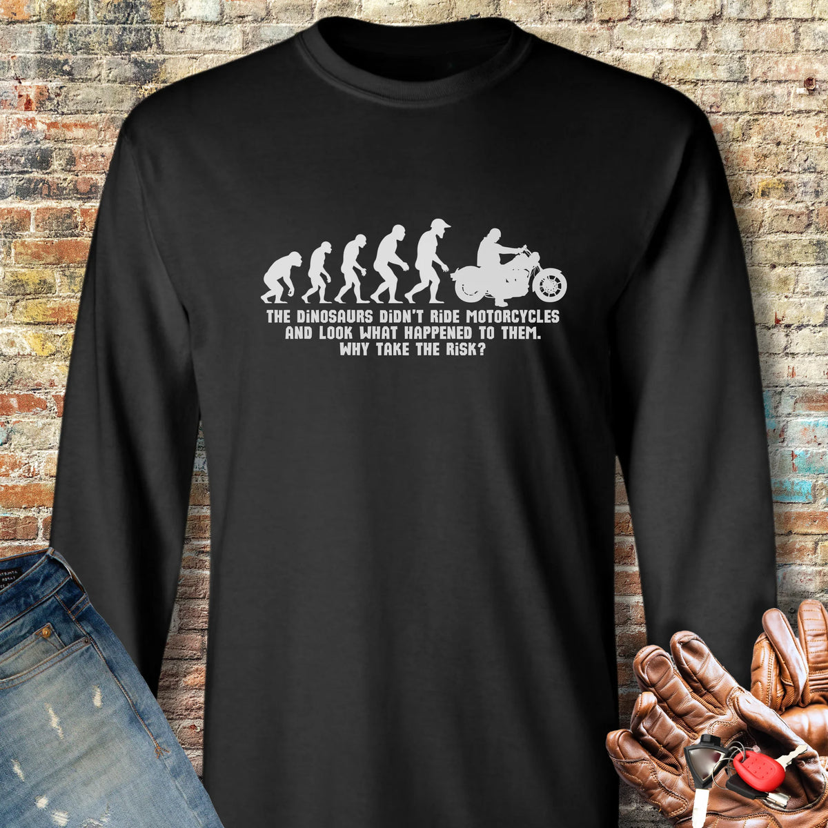 Dinosaur Evolution Long Sleeve T-Shirt - Black