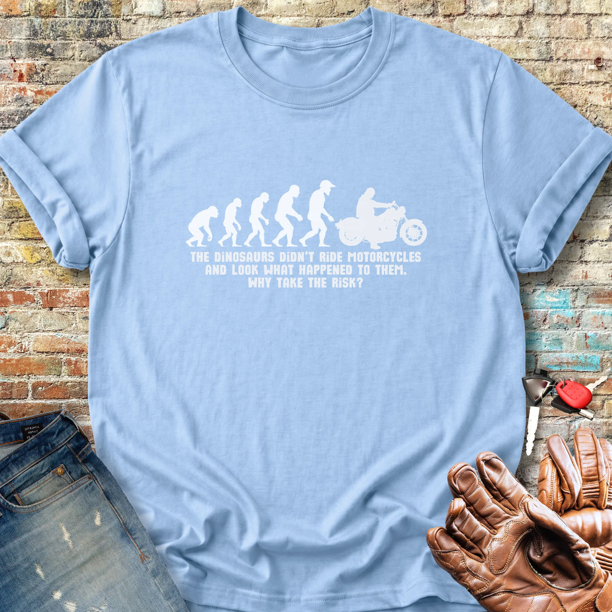 Dinosaur Evolution Classic T-Shirt - Light Blue