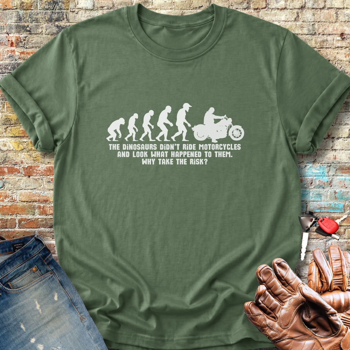 Dinosaur Evolution Classic T-Shirt - Military Green