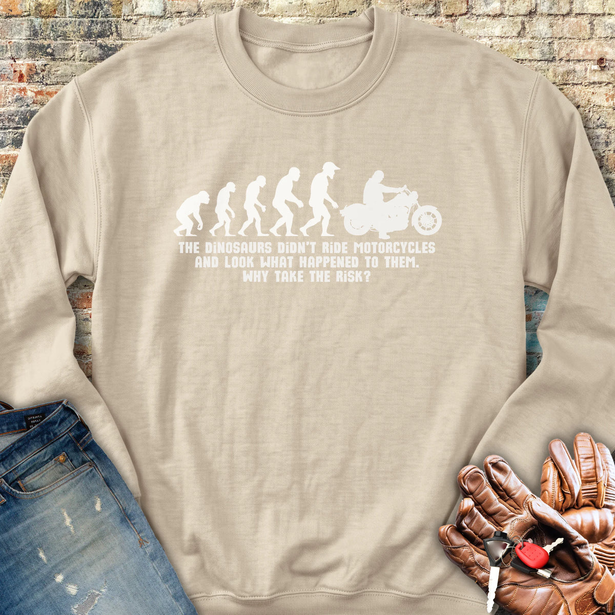 Dinosaur Evolution Sweatshirt - Sand