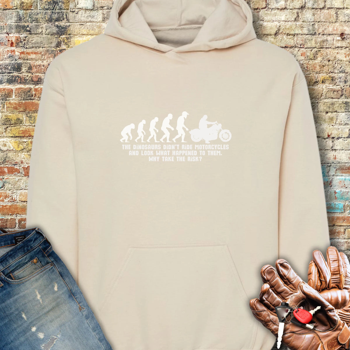 Dinosaur Evolution Hoodie - Sand