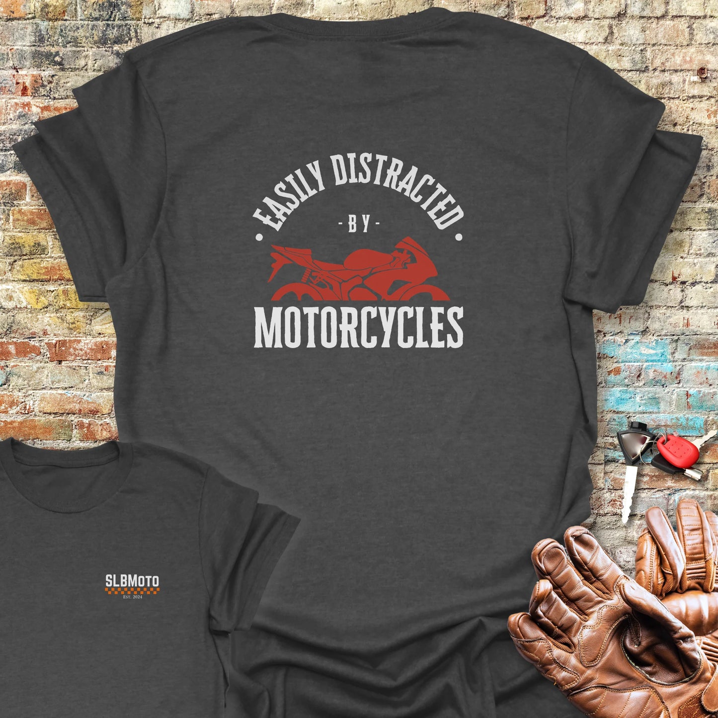 Distracted Back Print T-Shirt - Dark Heather