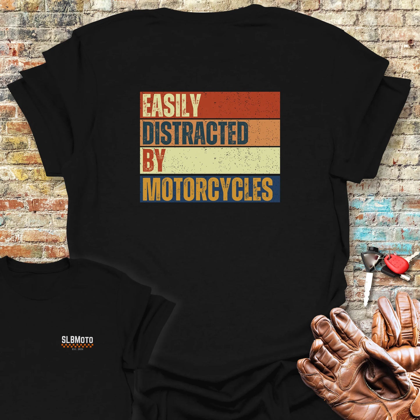Distracted (Block) Back Print T-Shirt - Black