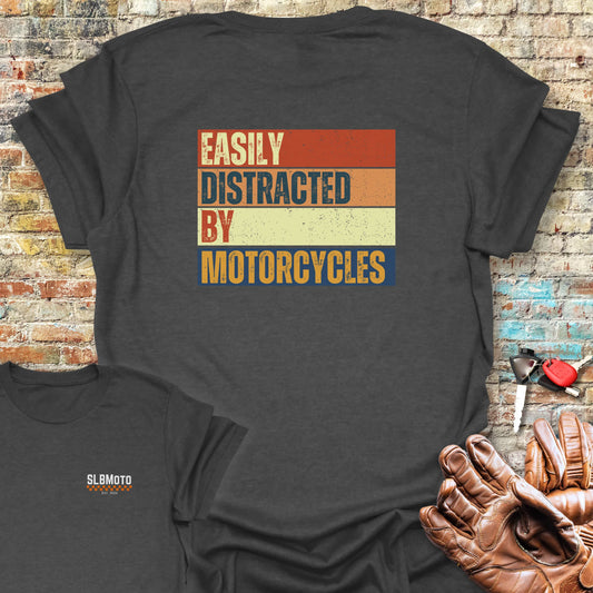 Distracted (Block) Back Print T-Shirt - Dark Heather