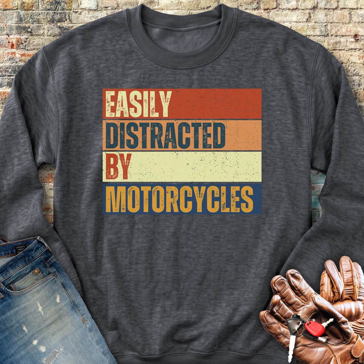 Distracted (Block) Sweatshirt - Dark Heather