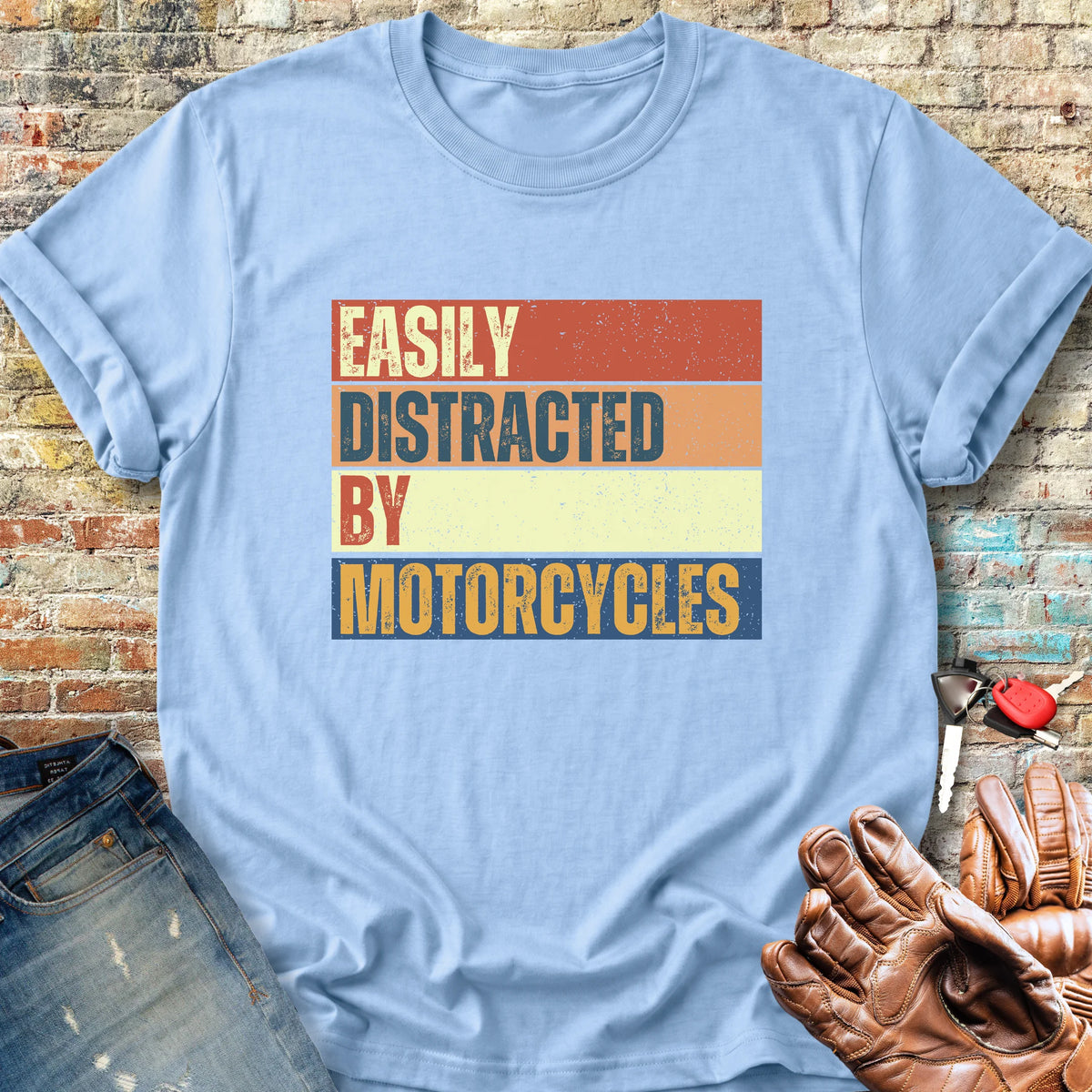Distracted (Block) Classic T-Shirt - Light Blue