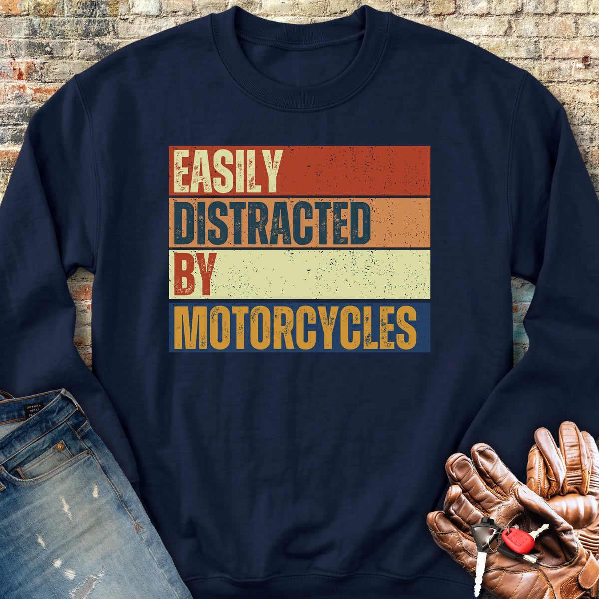 Distracted (Block) Sweatshirt - Navy