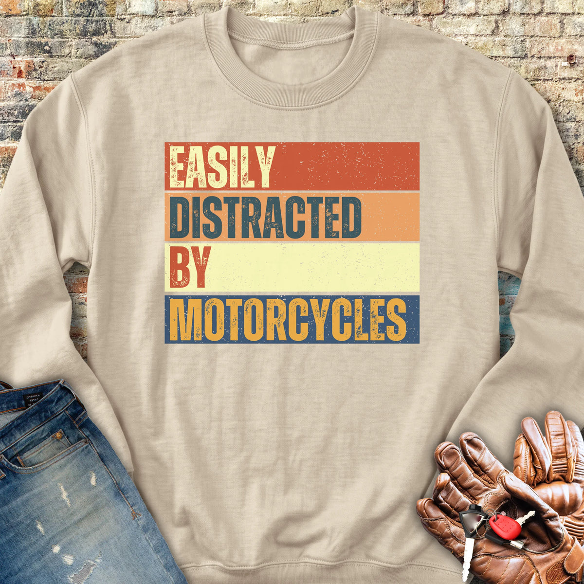 Distracted (Block) Sweatshirt - Sand