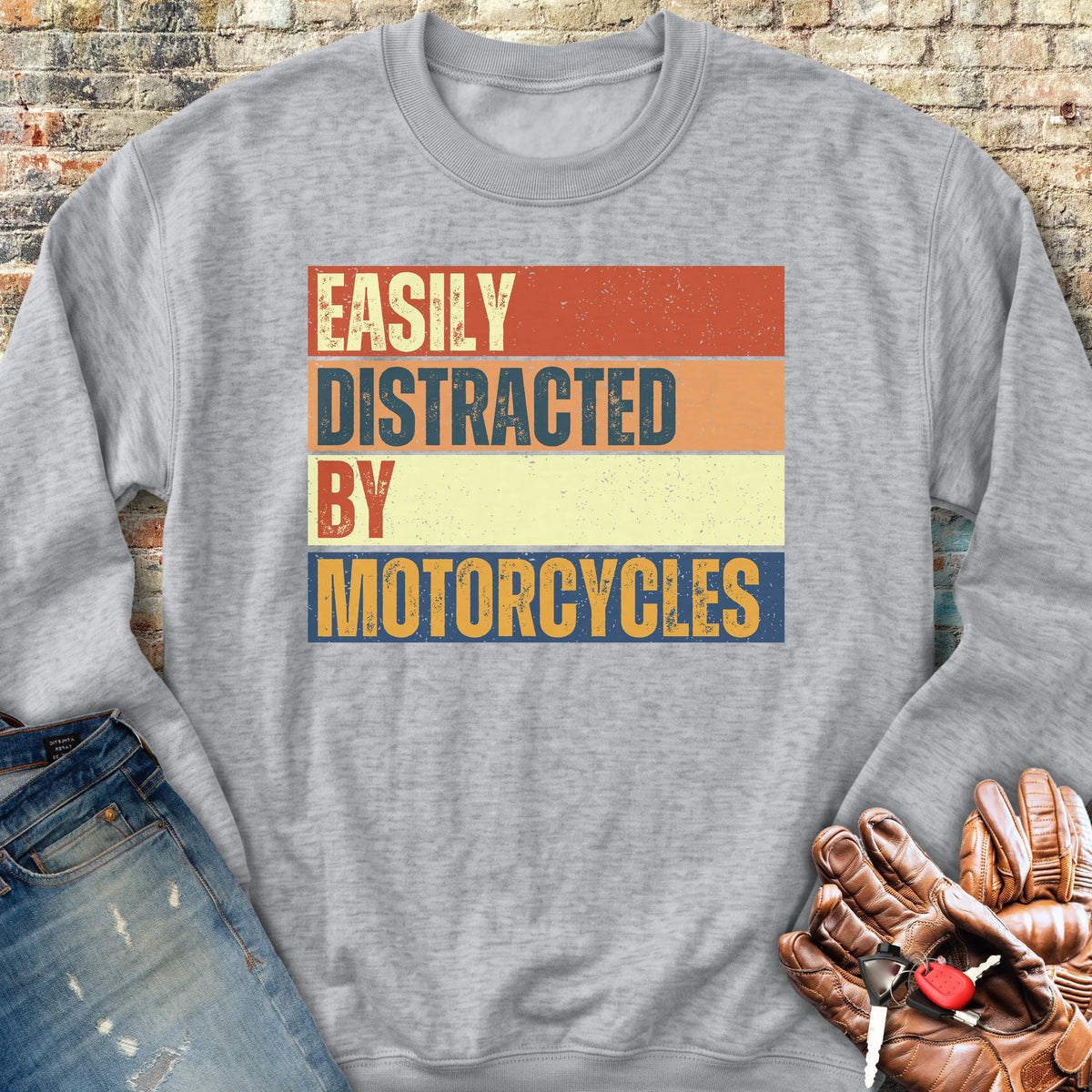 Distracted (Block) Sweatshirt - Sport Grey