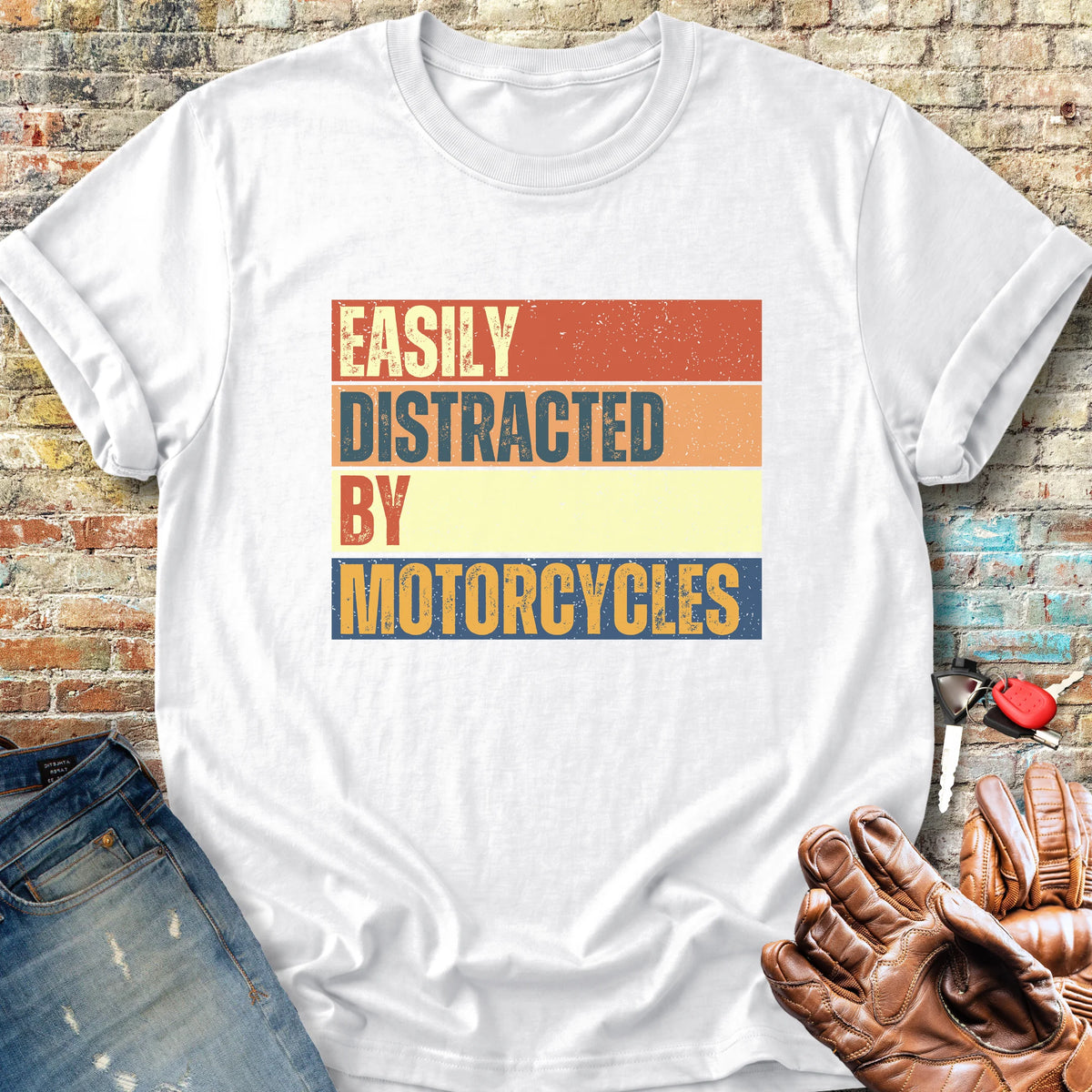 Distracted (Block) Classic T-Shirt - White