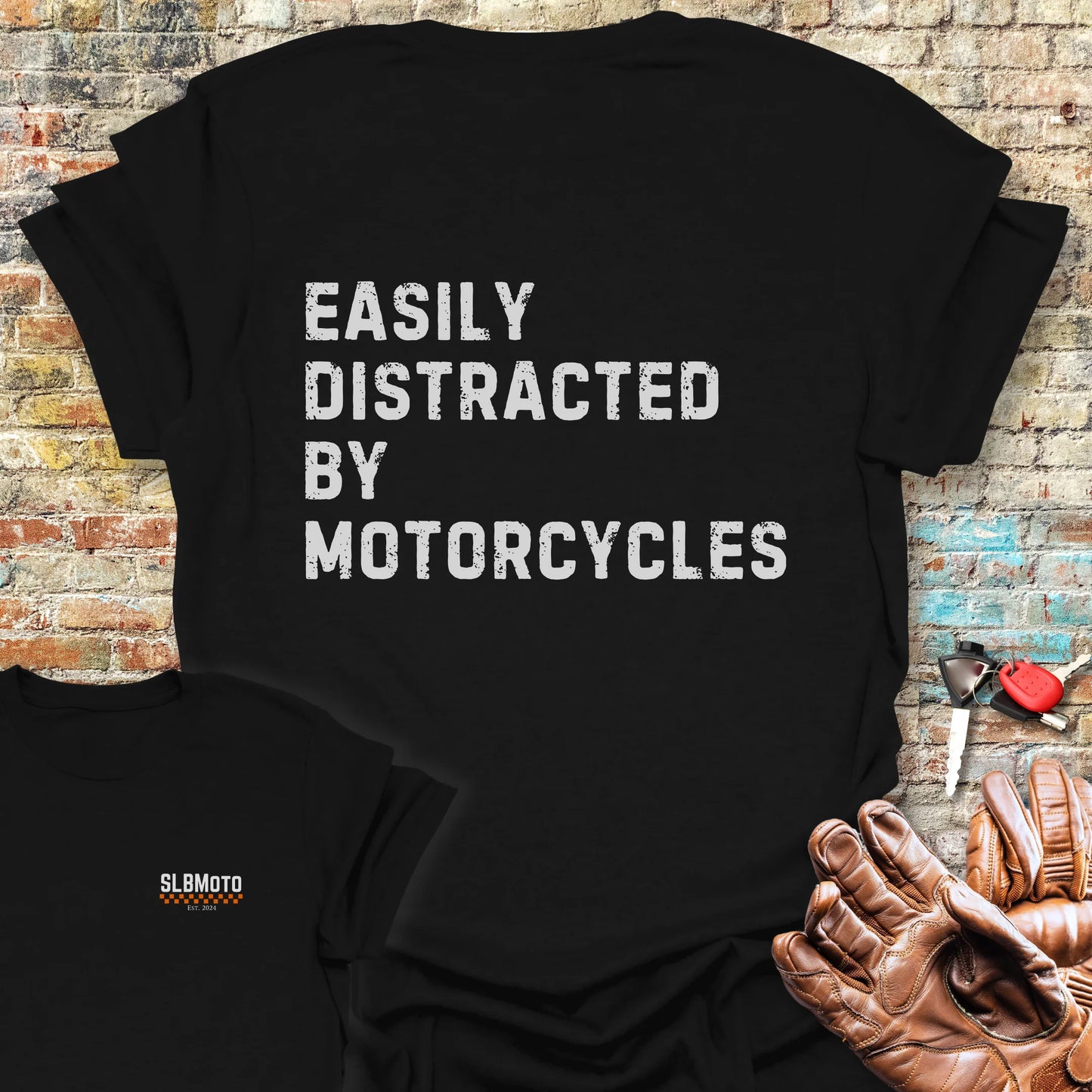 Distracted (Text) Back Print T-Shirt - Black