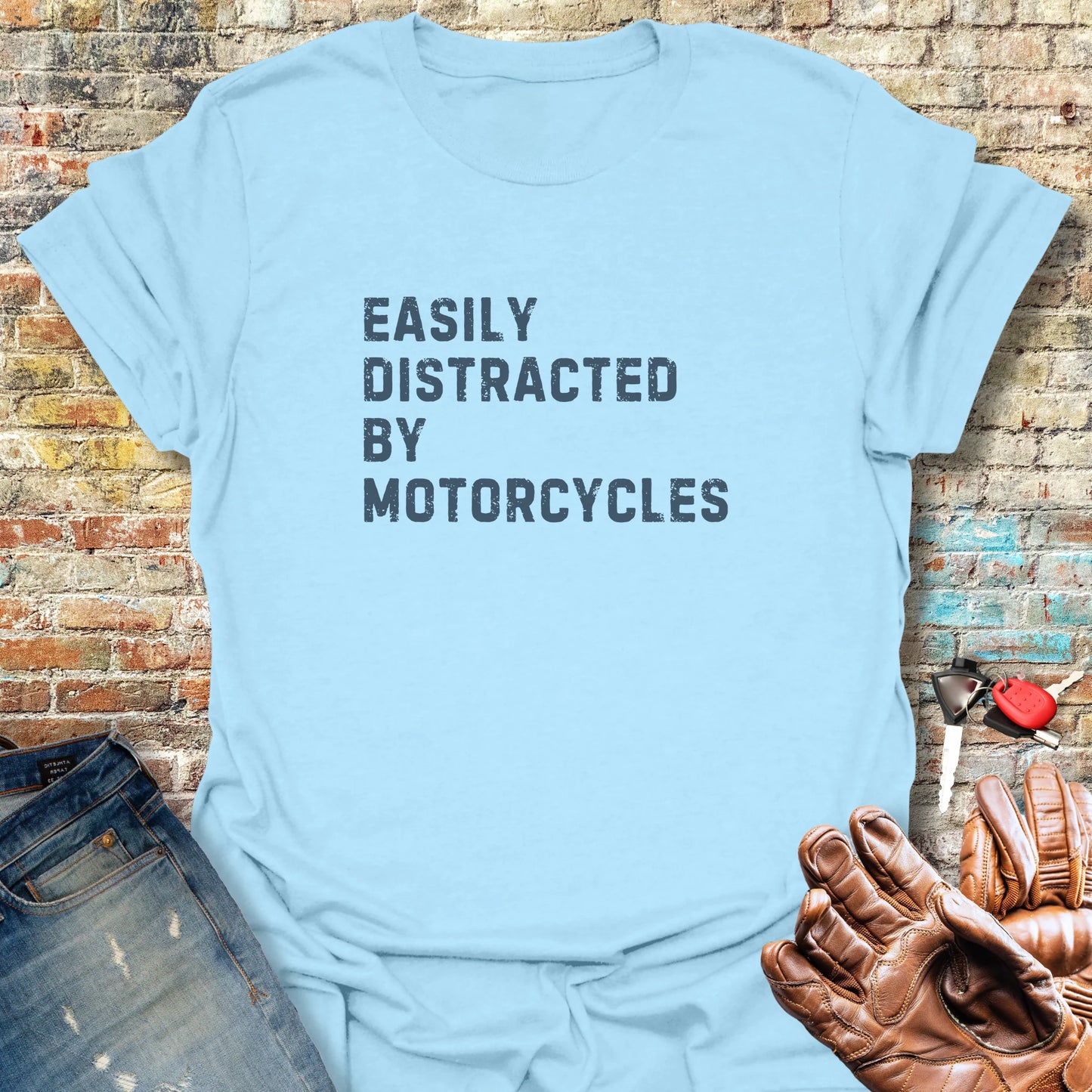 Distracted (Text) T-Shirt - Light Blue