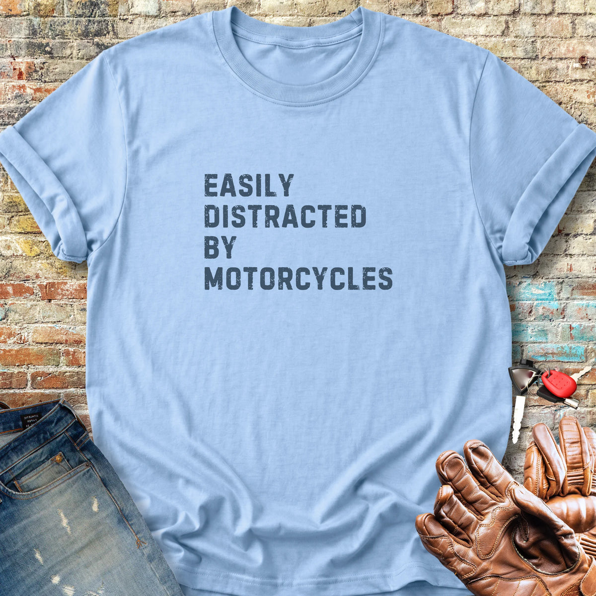 Distracted (Text) Classic T-Shirt - Light Blue