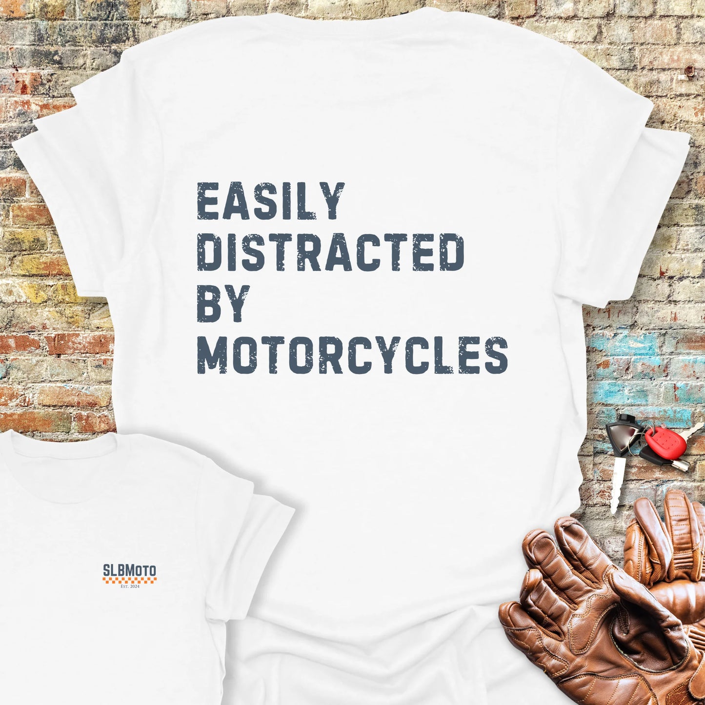 Distracted (Text) Back Print T-Shirt - White