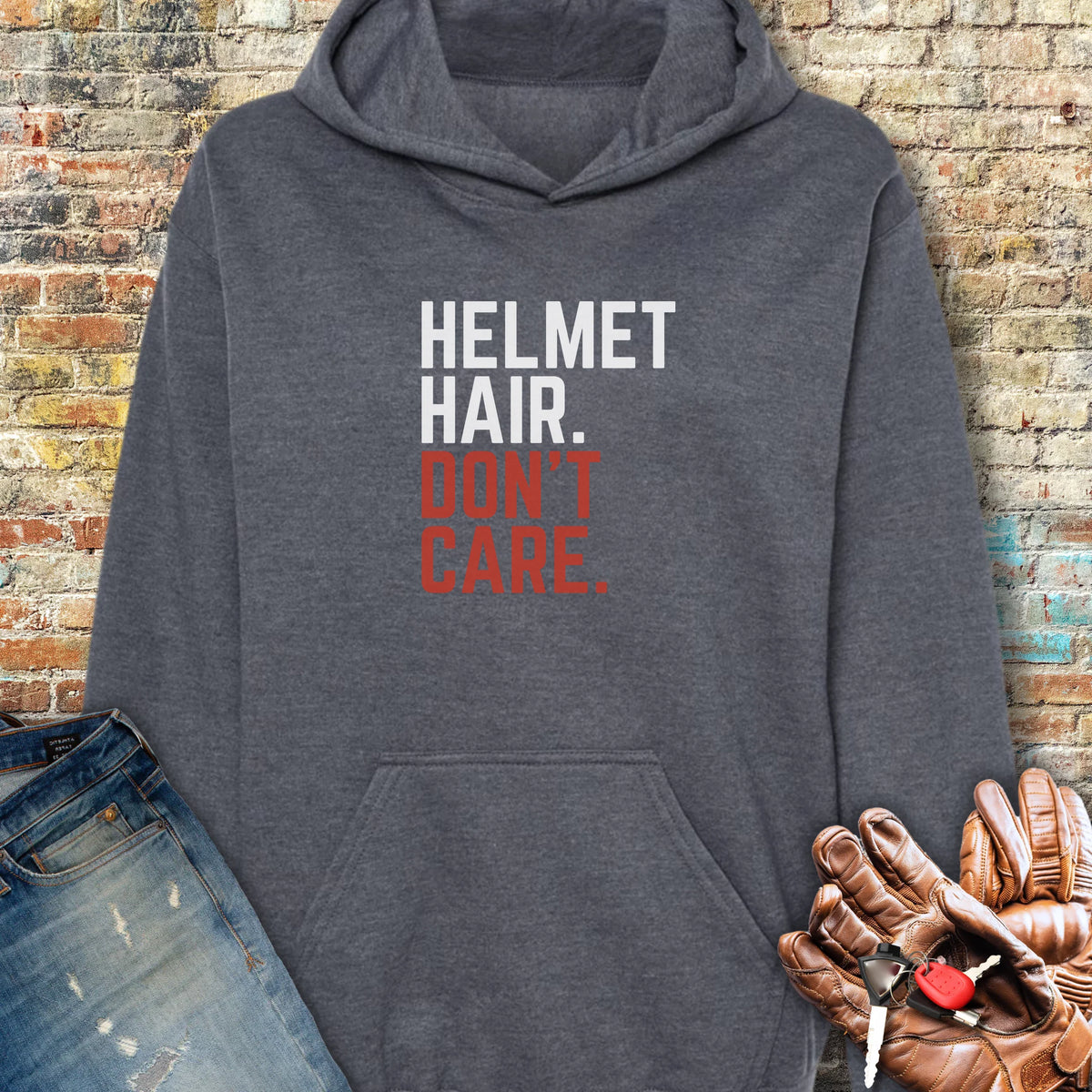 Don't Care Hoodie - Dark Heather