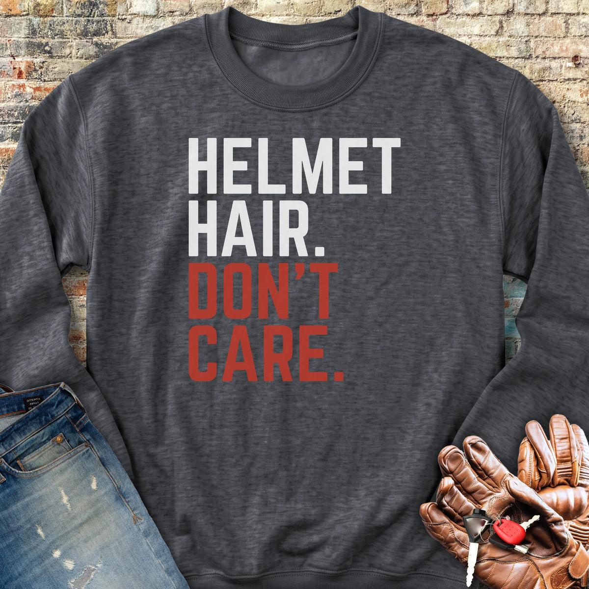 Don't Care Sweatshirt - Dark Heather
