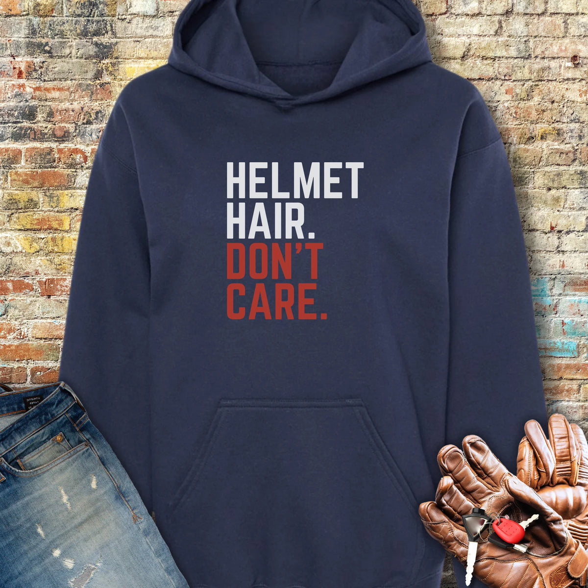 Don't Care Hoodie - Navy