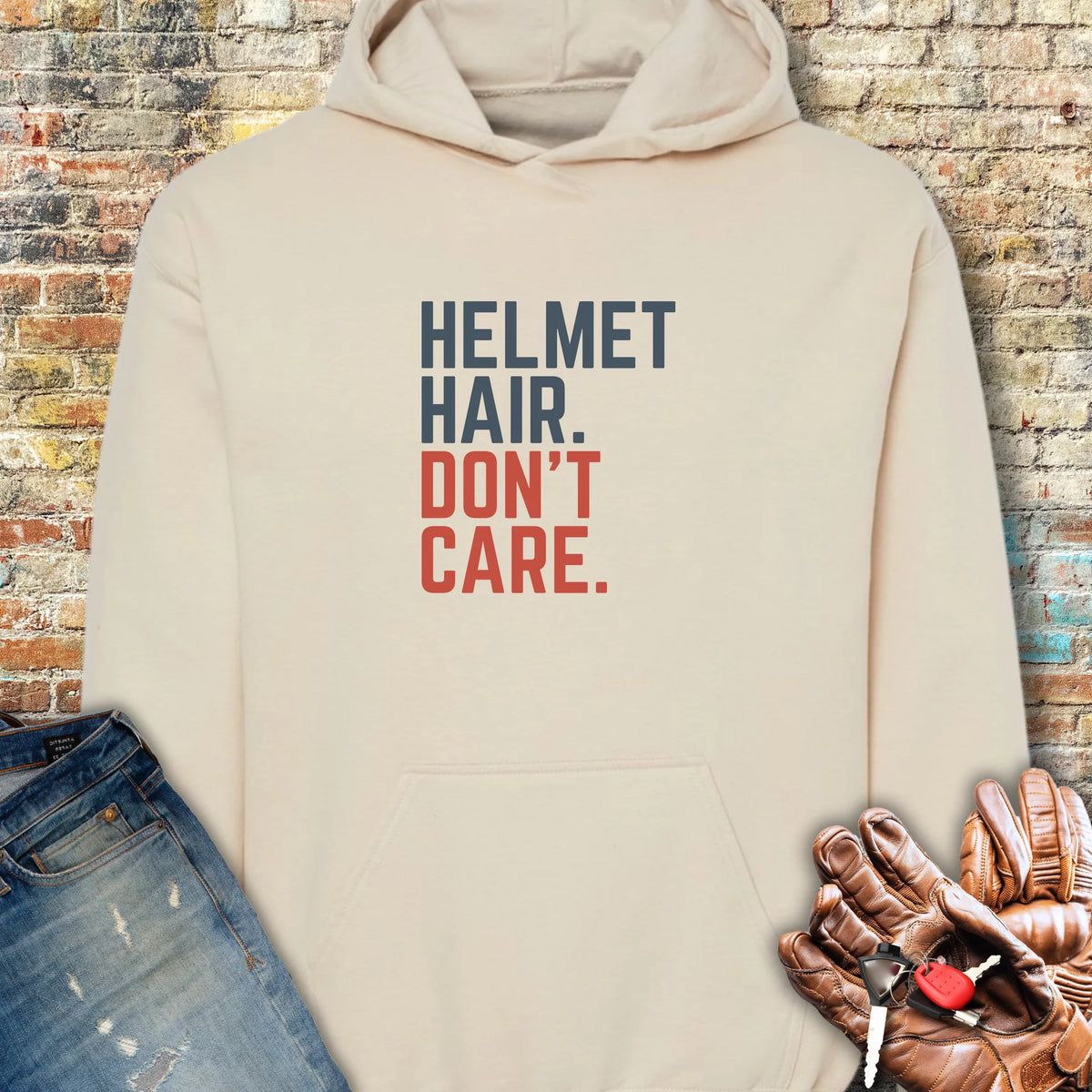 Don't Care Hoodie - Sand