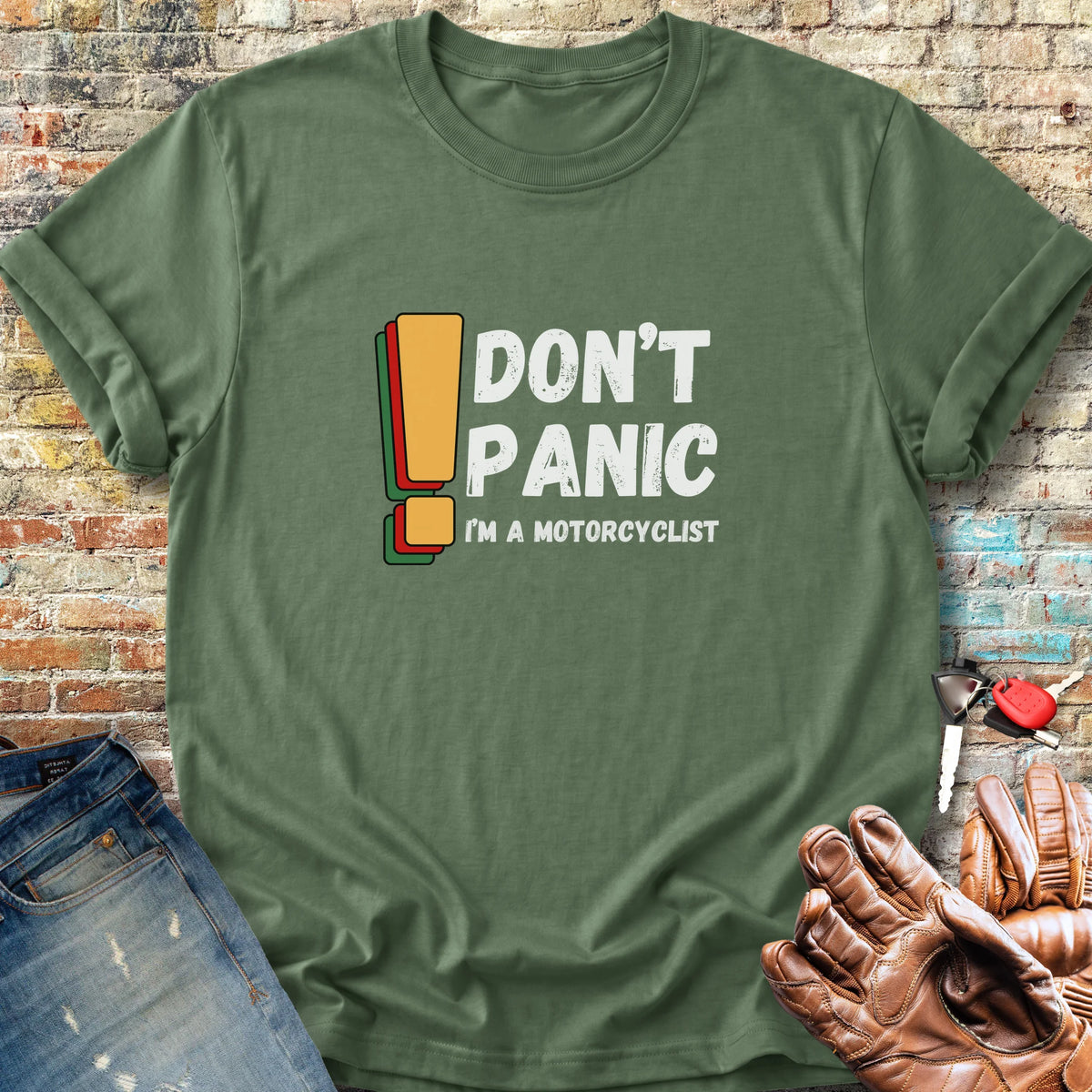 Don't Panic! Classic T-Shirt - Military Green