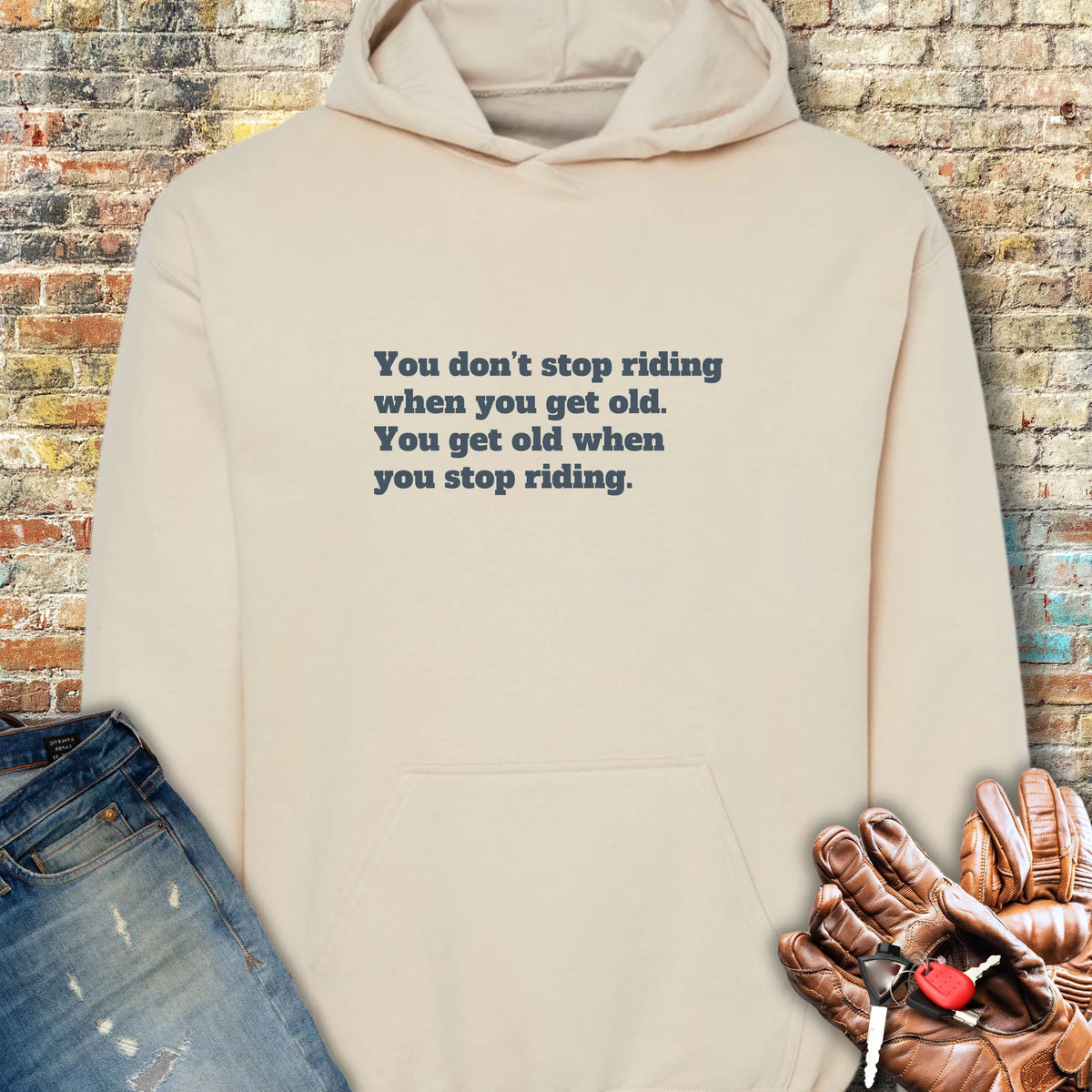 Don't Stop Riding Hoodie - Sand