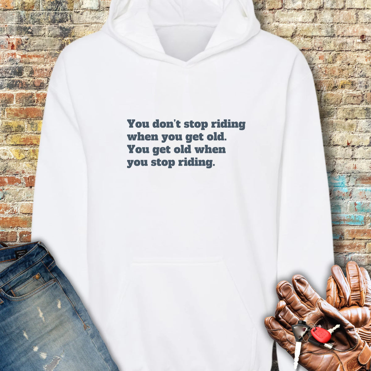 Don't Stop Riding Hoodie - White