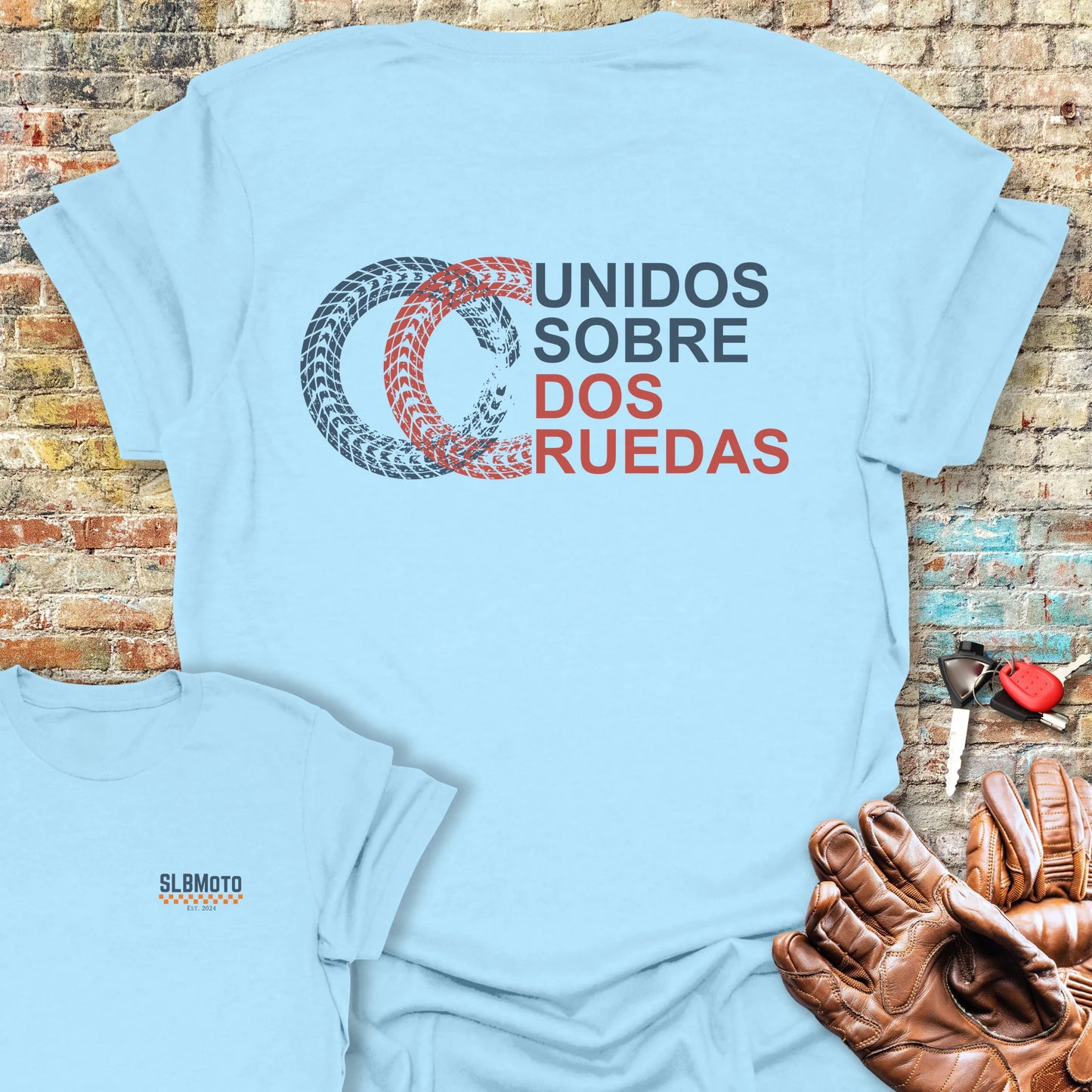 Dos Ruedas Back Print T-Shirt - Light Blue