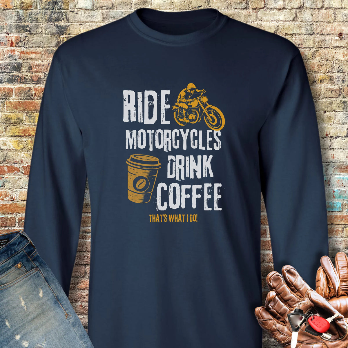 Drink Coffee Long Sleeve T-Shirt - Navy
