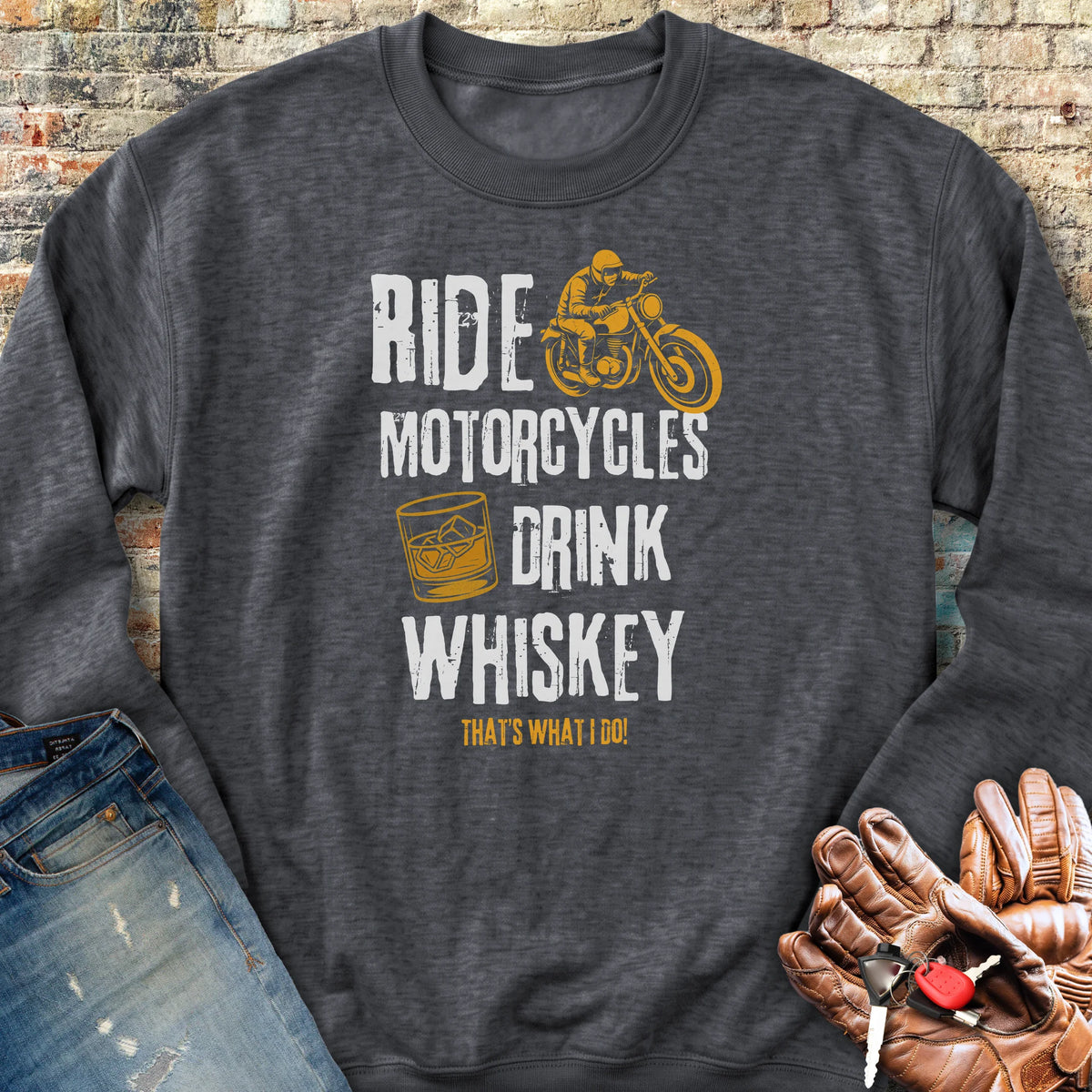 Drink Whiskey Sweatshirt - Dark Heather