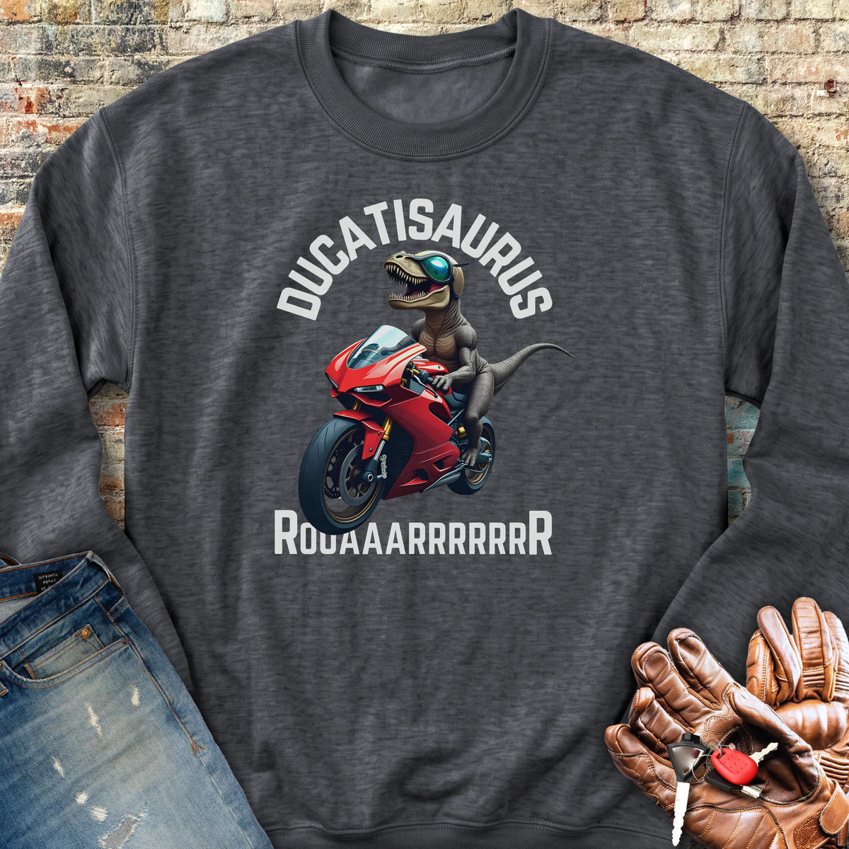 Ducatisaurus (Colour) Sweatshirt - Dark Heather