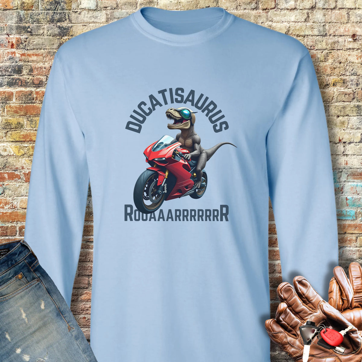 Ducatisaurus (Colour) Long Sleeve T-Shirt - Light Blue