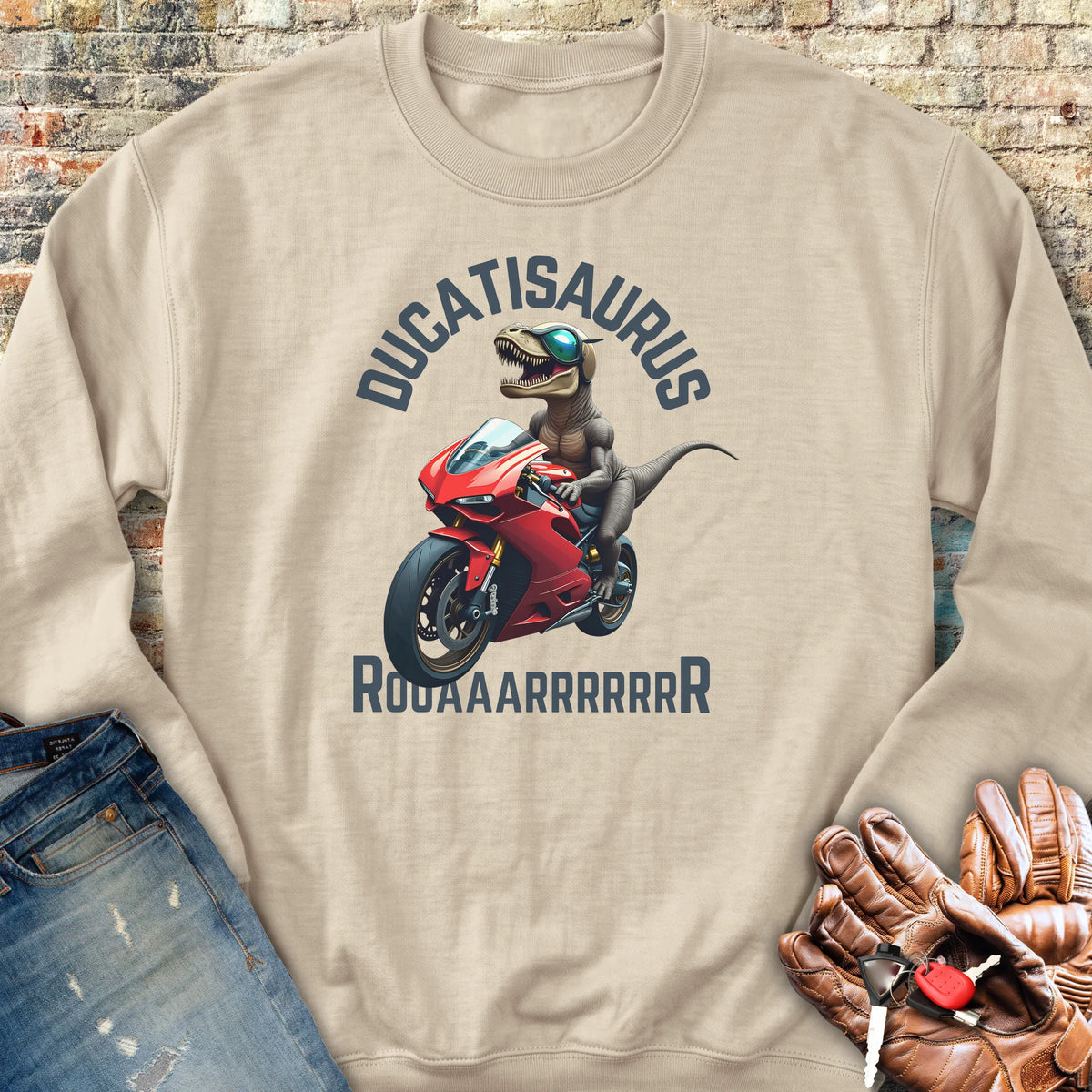 Ducatisaurus (Colour) Sweatshirt - Sand