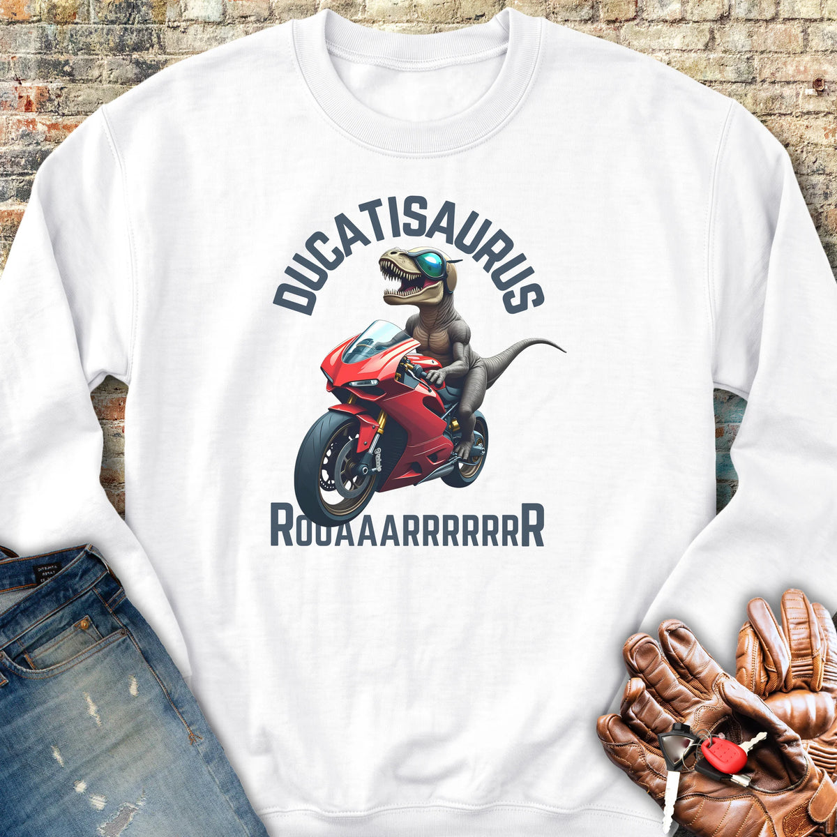 Ducatisaurus (Colour) Sweatshirt - White