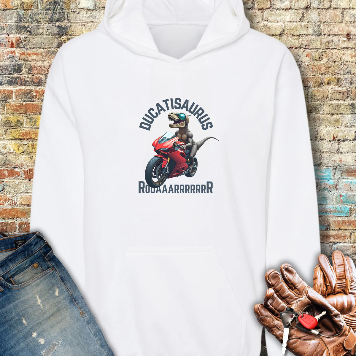 Ducatisaurus (Colour) Hoodie - White
