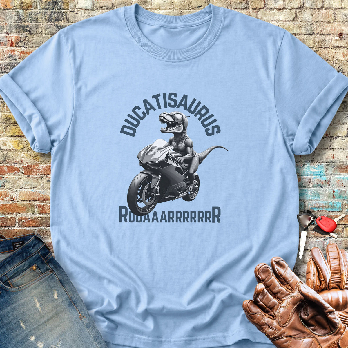 Ducatisaurus (B&W) Classic T-Shirt - Light Blue